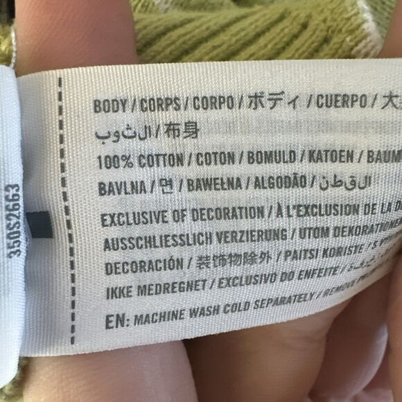 Hollister Women’s Green White Patterned Knit Sweater Size L Cropped Pullover - Picture 5 of 8